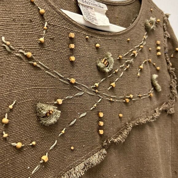 Mercedes &Ā Adrienne Vintageā100% Raw Silk Woven Blouse Embroidered Unique Sizeā8 - Picture 2 of 11